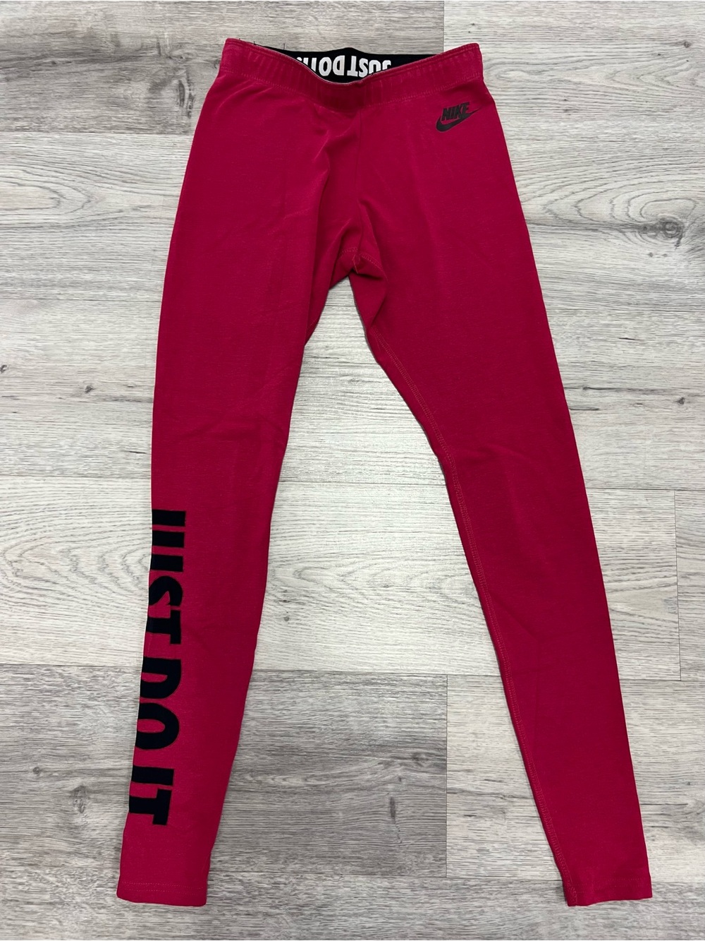 Nike Just Do It Leggings XS Raspberry Red Black Logo